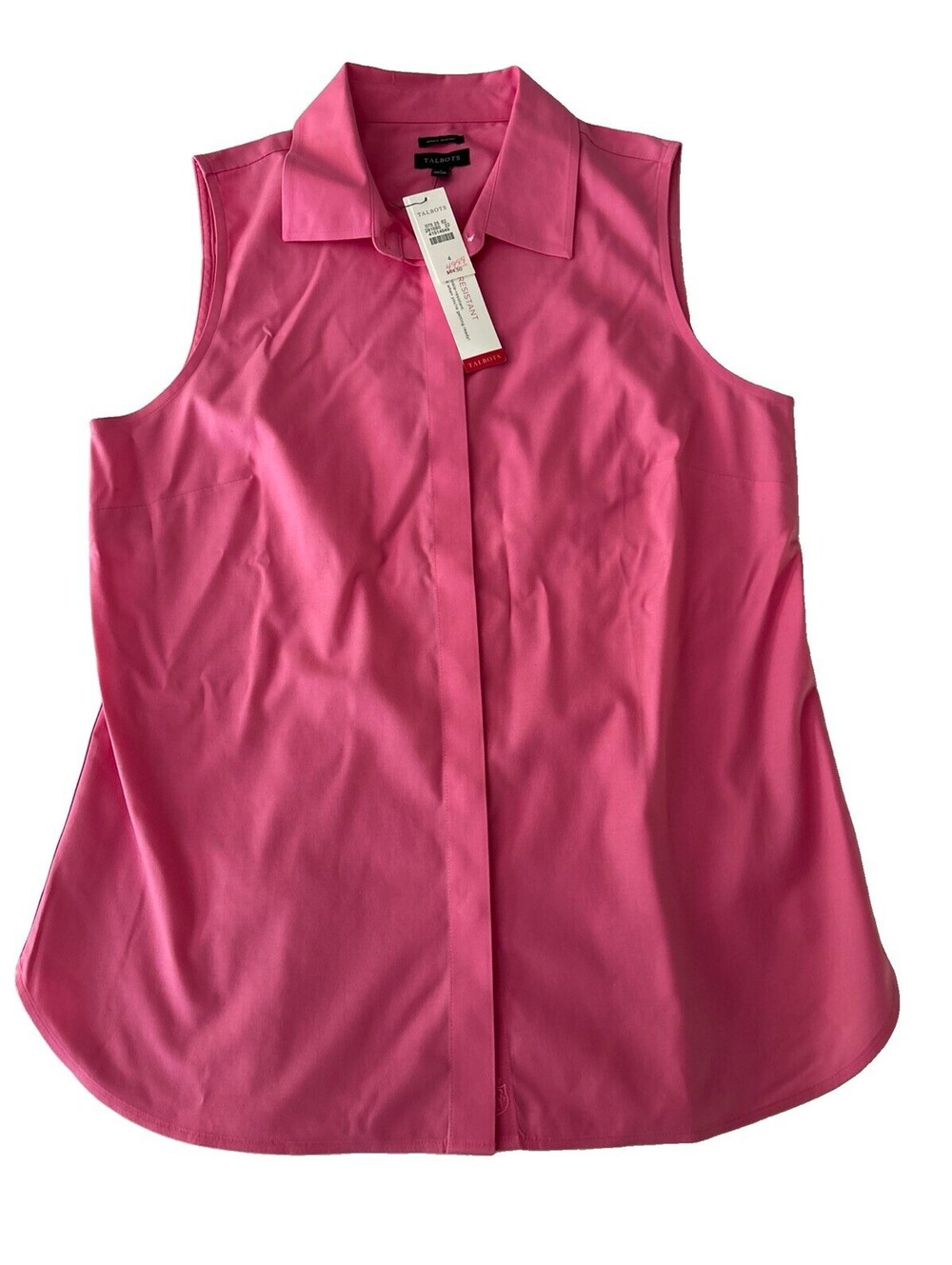 TALBOTS Women's Wrinkle Resistant Cotton Collar Tank Top Pink Size 4